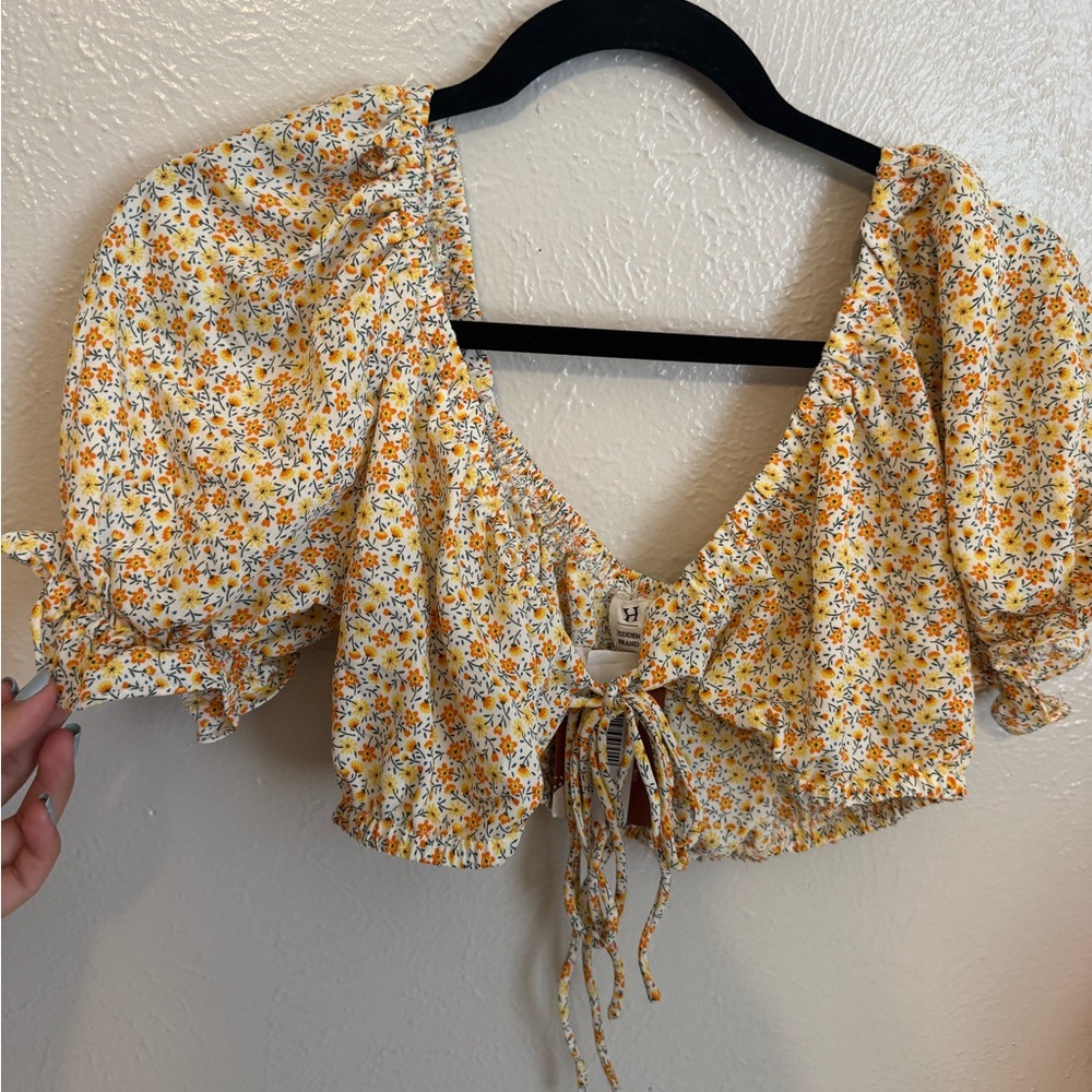 Floral Yellow Crop Top